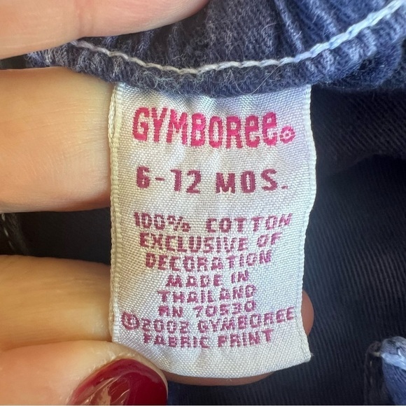 Vintage Y2K Gymboree Flower Overalls Blue Ruffle Snap Crotch 6-12 Months Soft - Picture 7 of 9